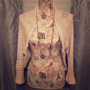 💕FINAL💕Free People Boho Mesh Crochet Crop Jacket